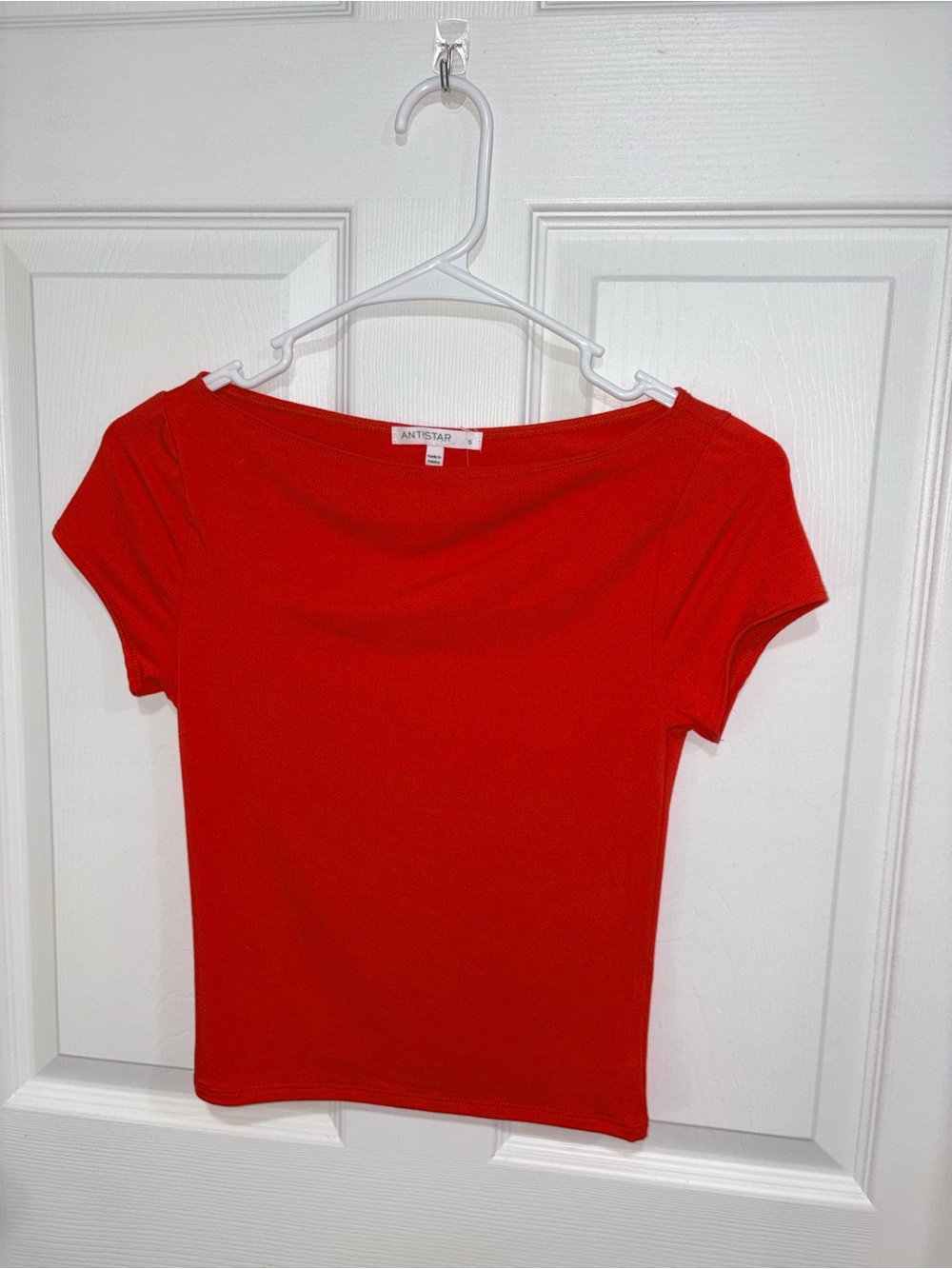 Antistar Red Short Sleeve Boatneck Top